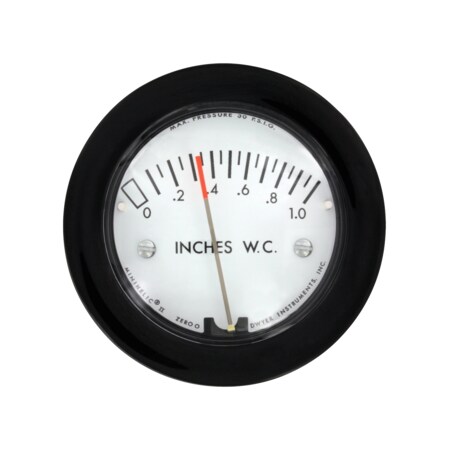 Dwyer Instruments Differential pressure gage, range 0-25 mm w.c., 1/8" male NPT connection. 2-5000-25MM-NPT